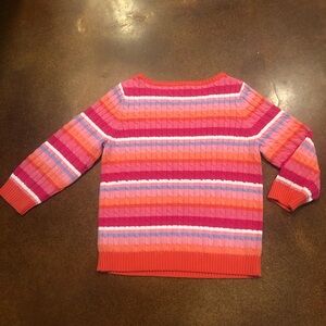 Lauren Ralph Lauren Pink/Peach/Periwinkle Striped Cotton Cable Knit Sweater Sz L